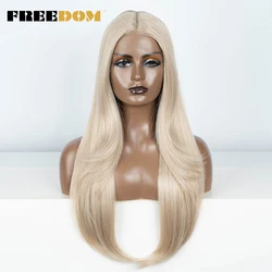 FREEDOM Synthetic Lace Front Wigs For Women 28 Inch Straight Pink Ombre Brown Blonde Highlight Cosplay Lace Wigs Heat Resistant