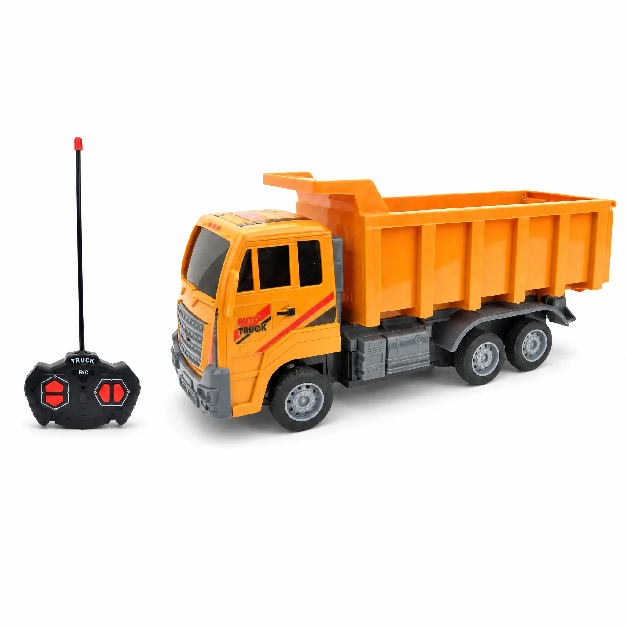 Rc Bouwkraanwagen met 4 functies, afstandsbediening, verlichting en hefbare arm, technisch speelgoed