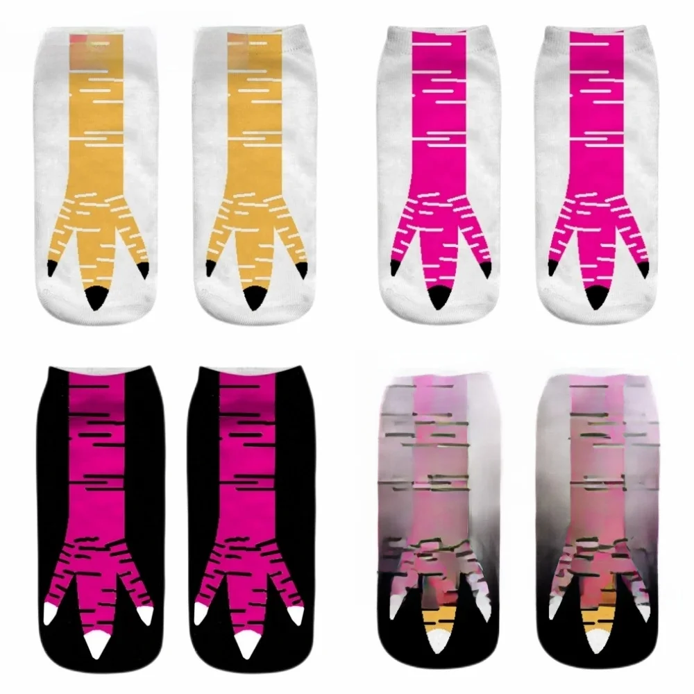 Nouveau Happy 3D imprimé poulet aigle griffe unisexe doux décontracté court cheville chaussettes drôle Animal patte Cosplay