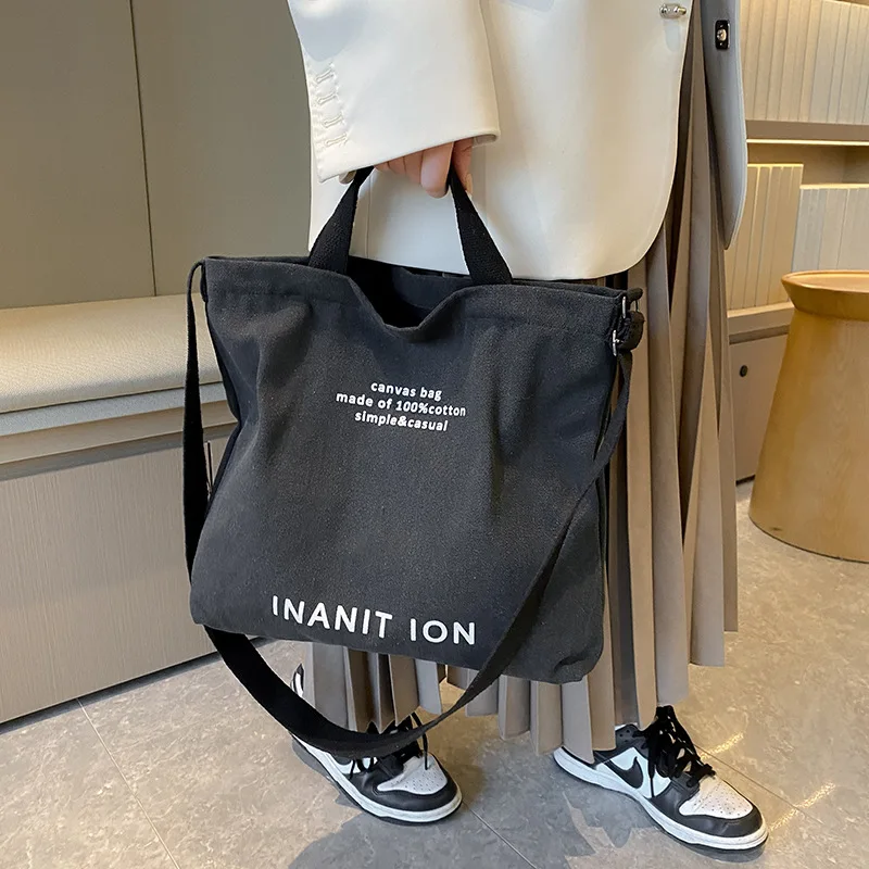 Large capacity Canvas Crossbody Bag Men's and women's Wash Canvas Thick Handbag Multifunction Big Shopping commuter bag