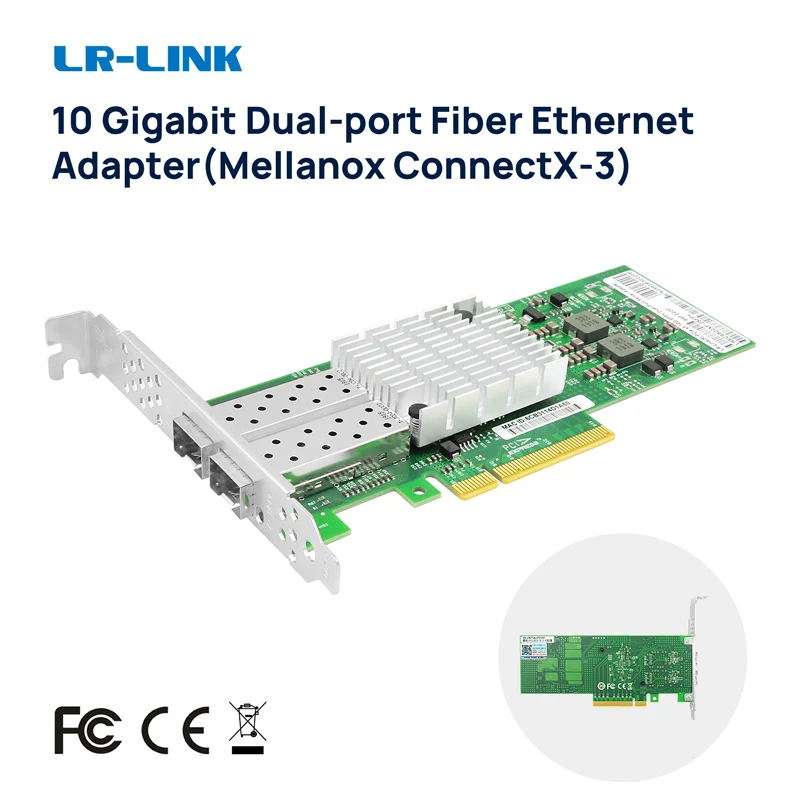 LR-LINK 6822XF-2SFP+ Dual Port 10Gb Ethernet Fiber Optical Network Card PCI-E Server Adapter Controller Mellanox ConnectX-3 NIC