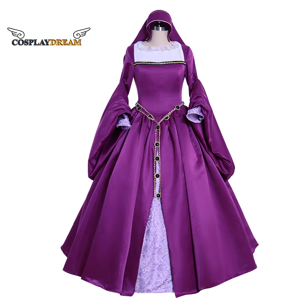 

Victorian Queen Elizabeth Tudor Period Tudor Renaissance Medieva Anne Boleyn Dress Gown Purple Dress Anne Boleyn Costume