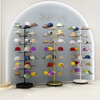 Retail Hat Display Rack with Wheels Rotating Easy to Move Cap Holder for Shop Shopping Malls Home Commercial Styling Salon