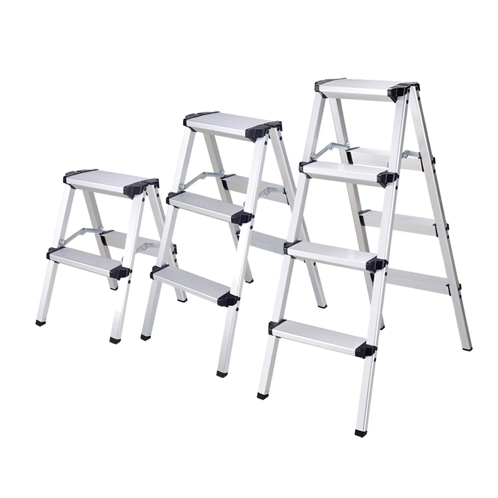 Folding Ladder 2-Tier 3-Tier 4-Tier Aluminum Frame Single-Ton-Ton Structure 120kg Accept Garden Shop Office Home Utilization