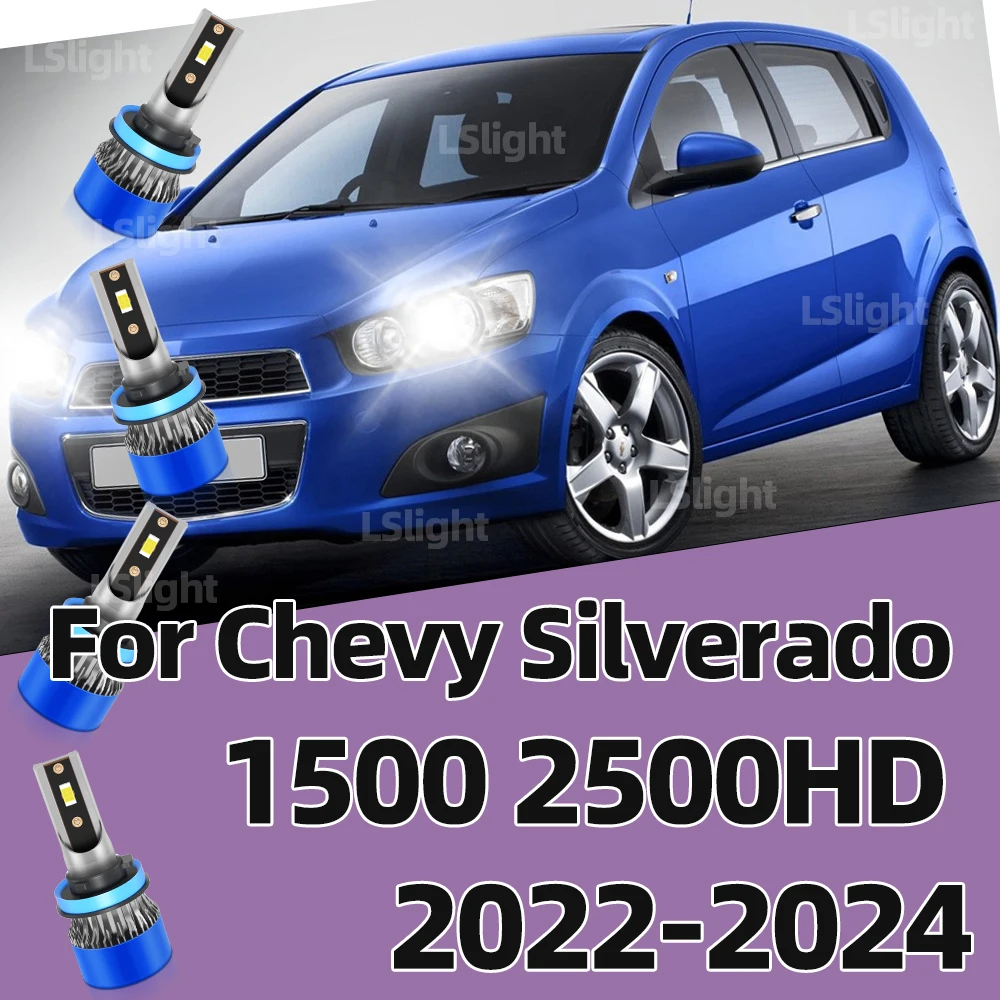 

2/4x For Chevy Silverado 1500 2500HD 2022 2023 2024 Ultra Bright 3570 CSP Chips LED Headlight Bulbs 20000LM High Low Beam 6000K