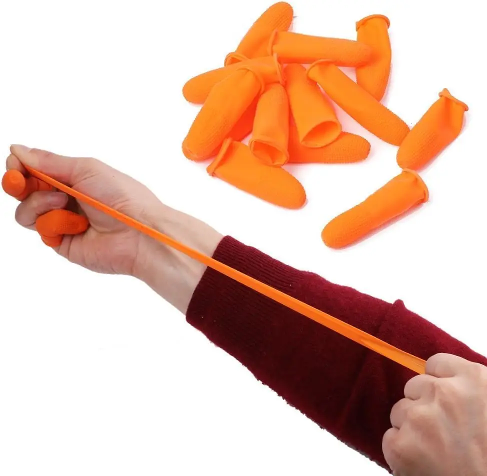 100 SZT. Lateksowe nakładki na palce Wielokrotnego użytku Gumowe ochraniacze na opuszki palców Rękawice ochronne Przemysłowe nakładki na palce