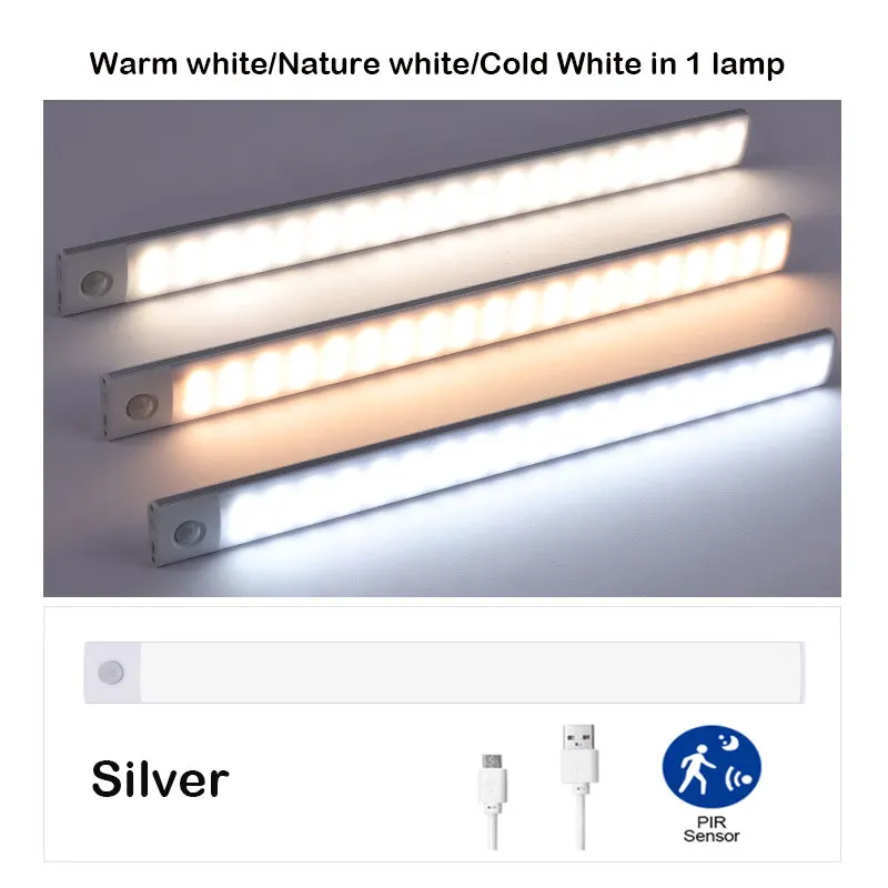 OUILA Lampe LED Placard 30 Cm – Détecteur Mouvement, Rechargeable USB, 3 Températures & Dimmable, Sans Fil