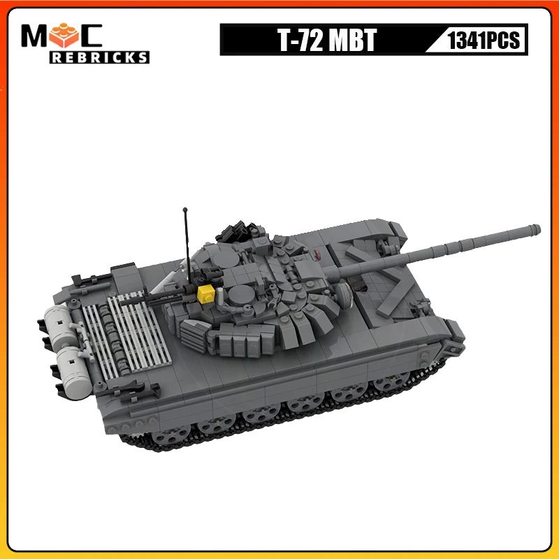 WW2 Classic Series Military War Weapon T-72 MBT Main Battle Tank Assembling Building Blocks Model Kids Creative Puzzle Toy Gifts