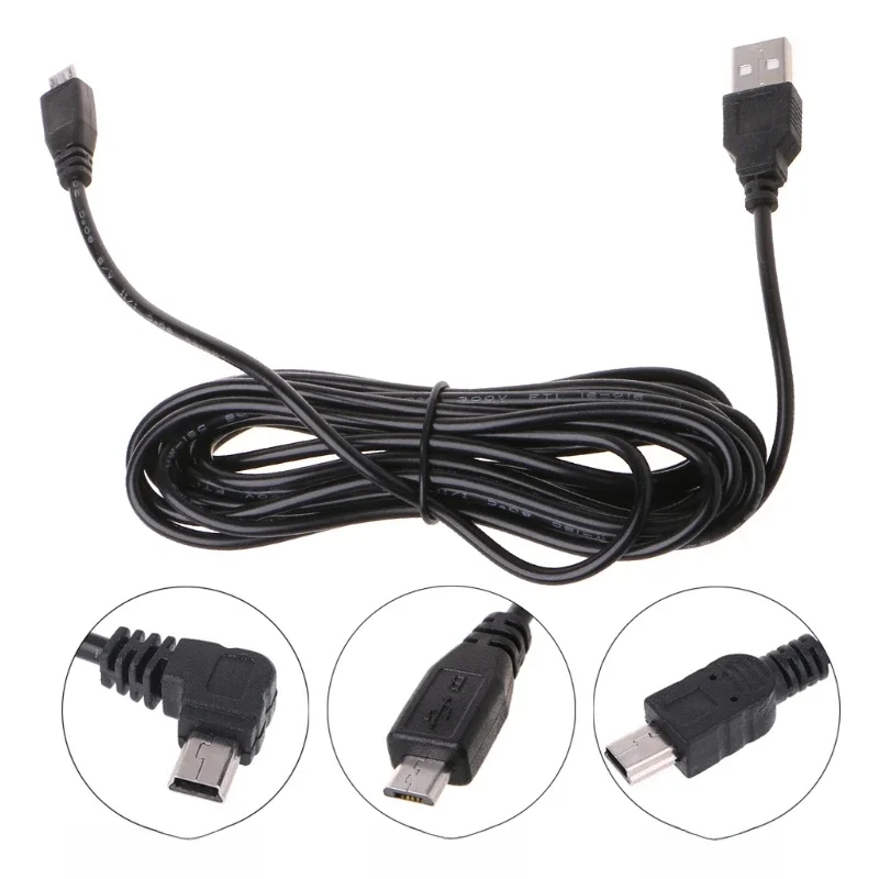 Câble d'alimentation pour caméra de voiture, 3.5m, adaptateur de chargeur pour caméra de tableau de bord, sortie 5V/2A, Mini USB