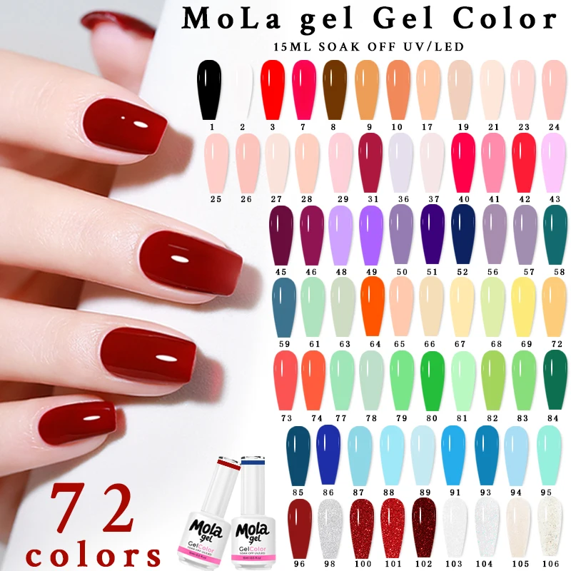 72 Colors 15ml Gel Nail Polish UV LED Color Nail Polish Self-Leveling Long-Lasting Home DIY Nail Art Design Decoration Supplies