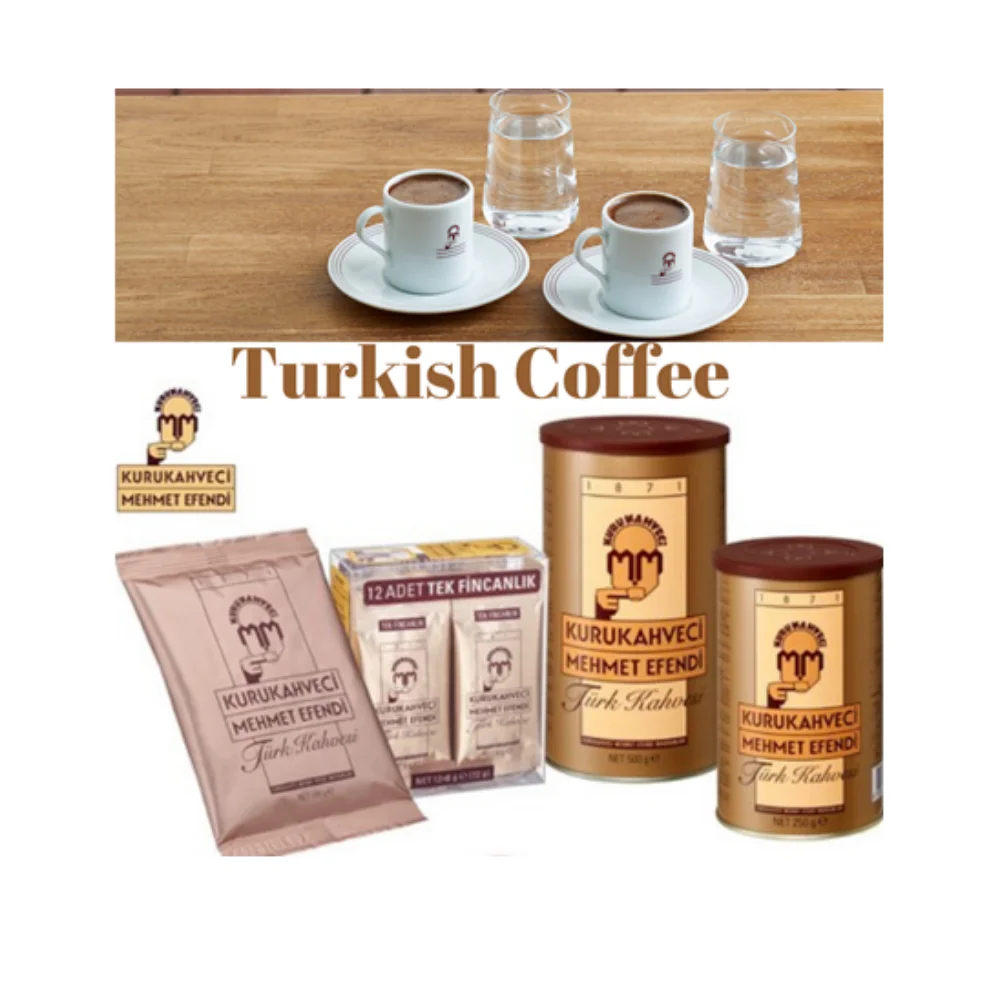 Turkish Coffee 12x6Gr Kurukahveci Mehmet Efendi Sparkling Tasty Drink Roasted Espresso Cappucino Quality Brand Preferred Healthy After Meal Evening