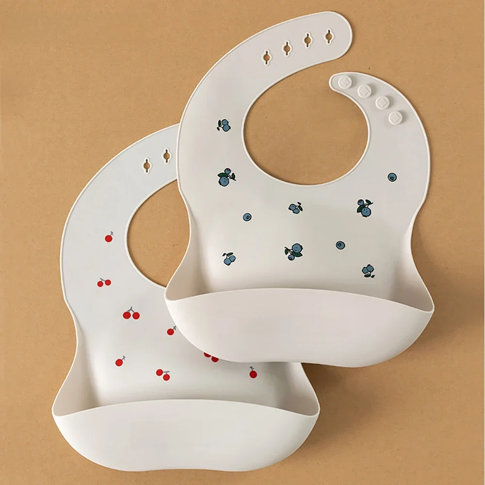 Baby Bib Wasserdichte Weiche Silikon Schal Sommer Nette Kirsche Druck Einstellbare Lätzchen Burp