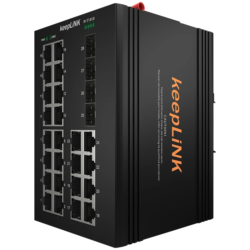 

Industrial 24-Port 10/100/1000Mbps + 4-Port Gigabit SFP Slots DIN-Rail IP40 IEEE802.3af/at PoE L2 Managed Ethernet Switch