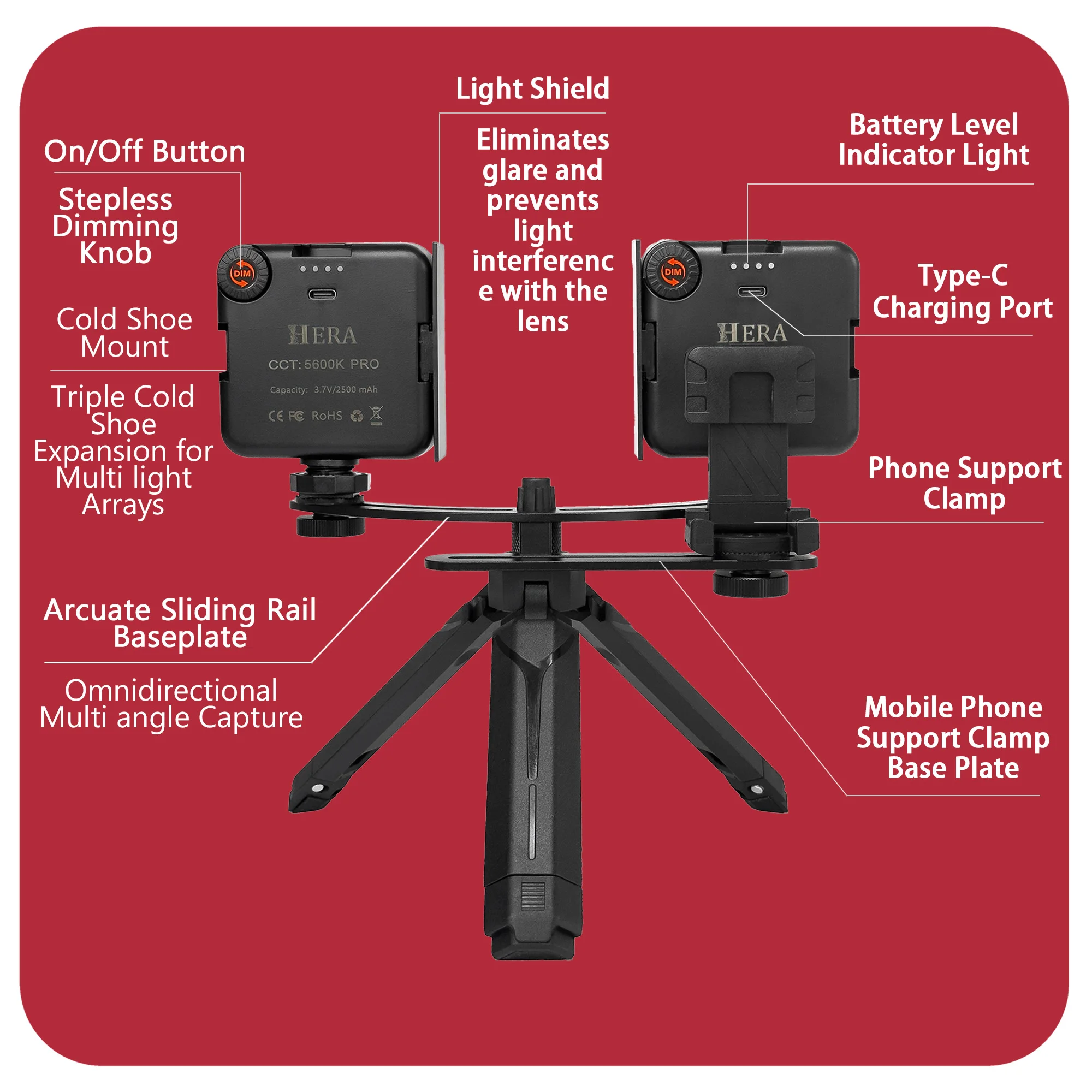 HERA Photography Light MK019 Filling Lamp for Photos And Videos Flashlight Colorimetry Tool MK-019