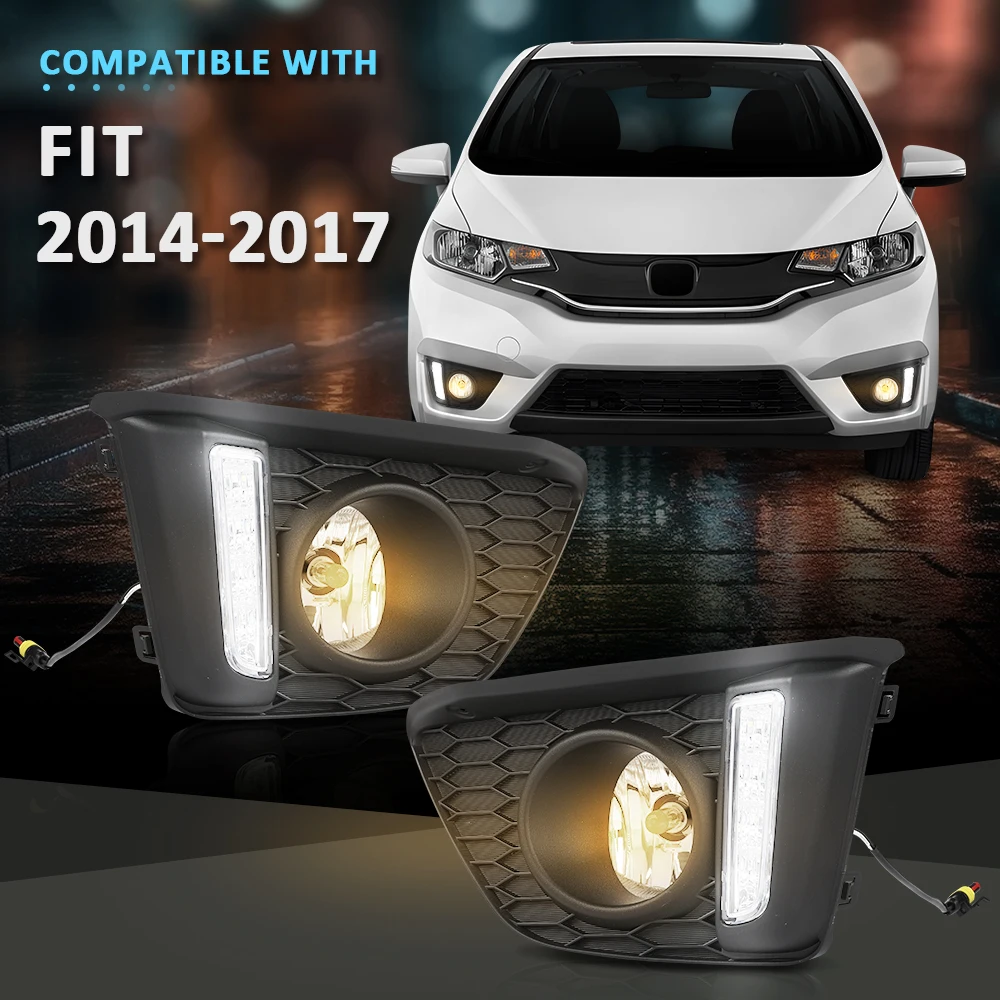 

2 шт., 12 В, противотуманные фары переднего бампера с проводкой, подходят для 14-17 Honda Fit Jazz, галогенные, левого водителя и правой пассажирской стороны Lhrh