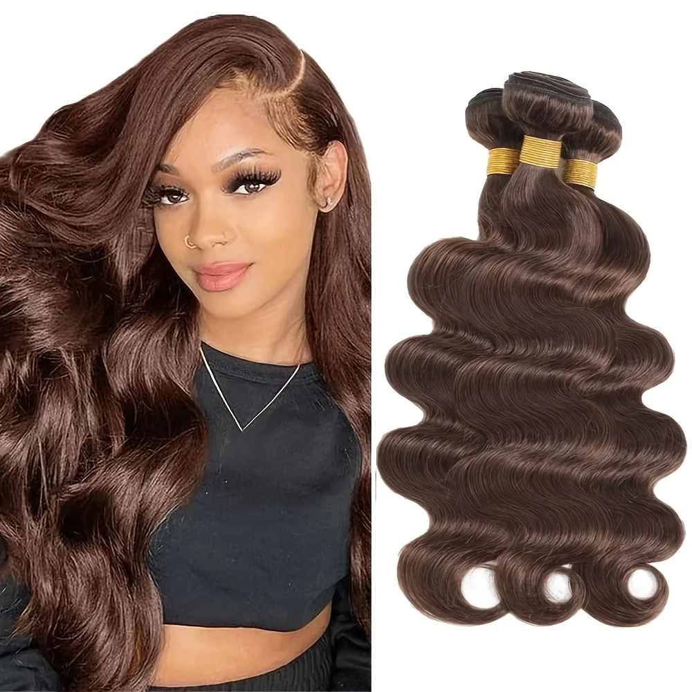 #4 Chocolate Brown Bundles Human Hair Braizlian Body Wave Human Hair 3 Bundles Virgin Hair Extenstions Body Wave Bundles Weaving