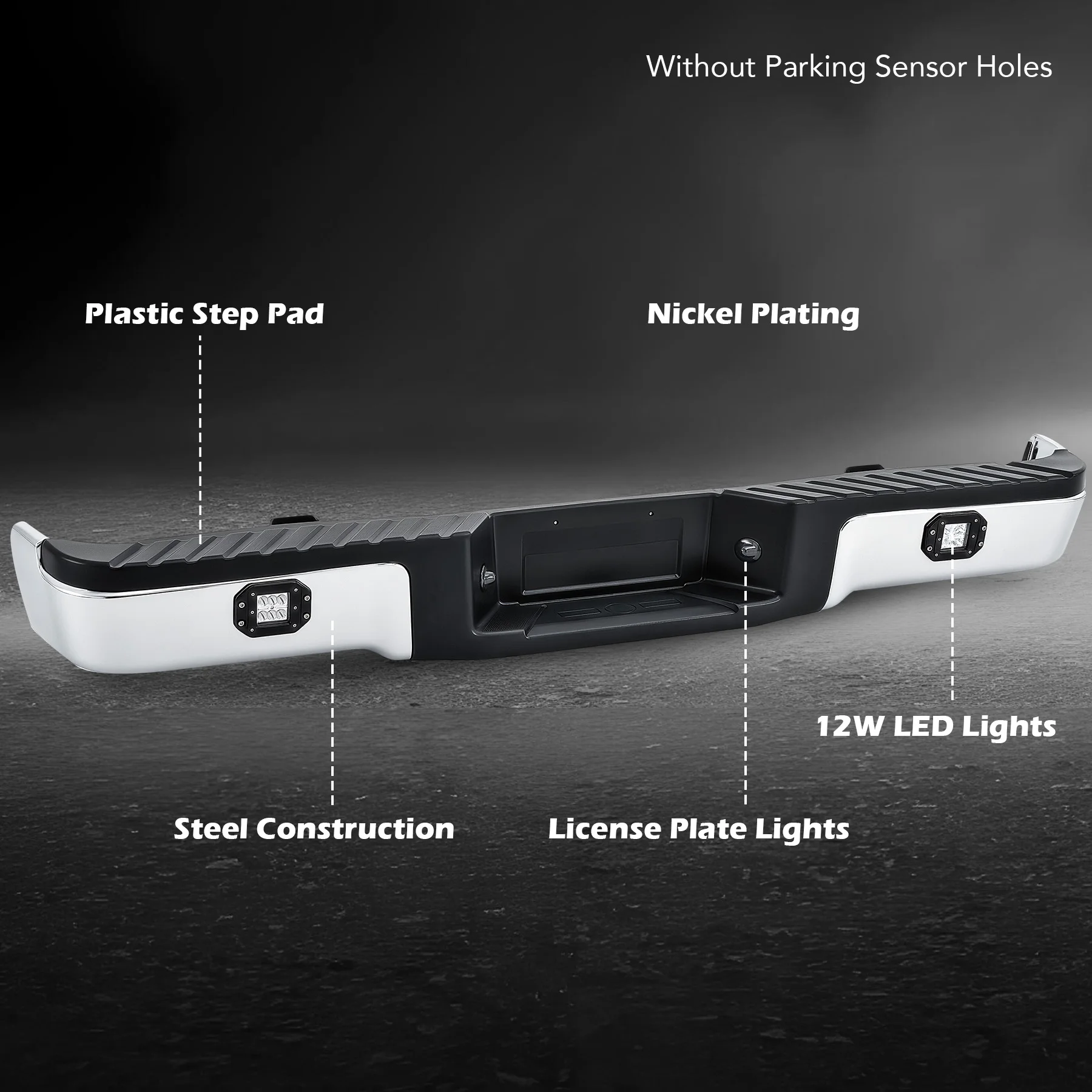 يصلح ل 09-14 فورد F150 F-150 مجموعة المصد الخلفي ث/س ثقوب الاستشعار كروم #4