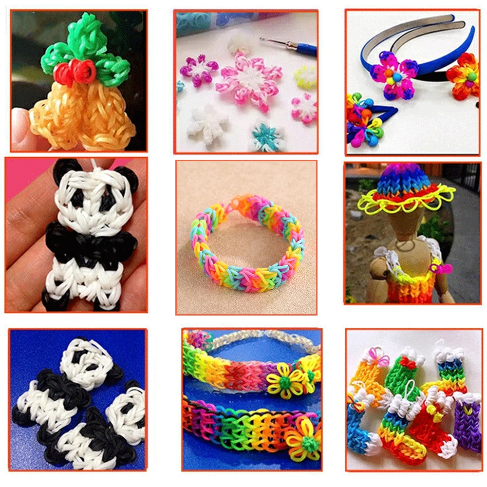 Colorful Rubber Loom Bands Refill Set Includes Premium Quality Loom Bands Kit with Other Accessories and Durable Storage Box