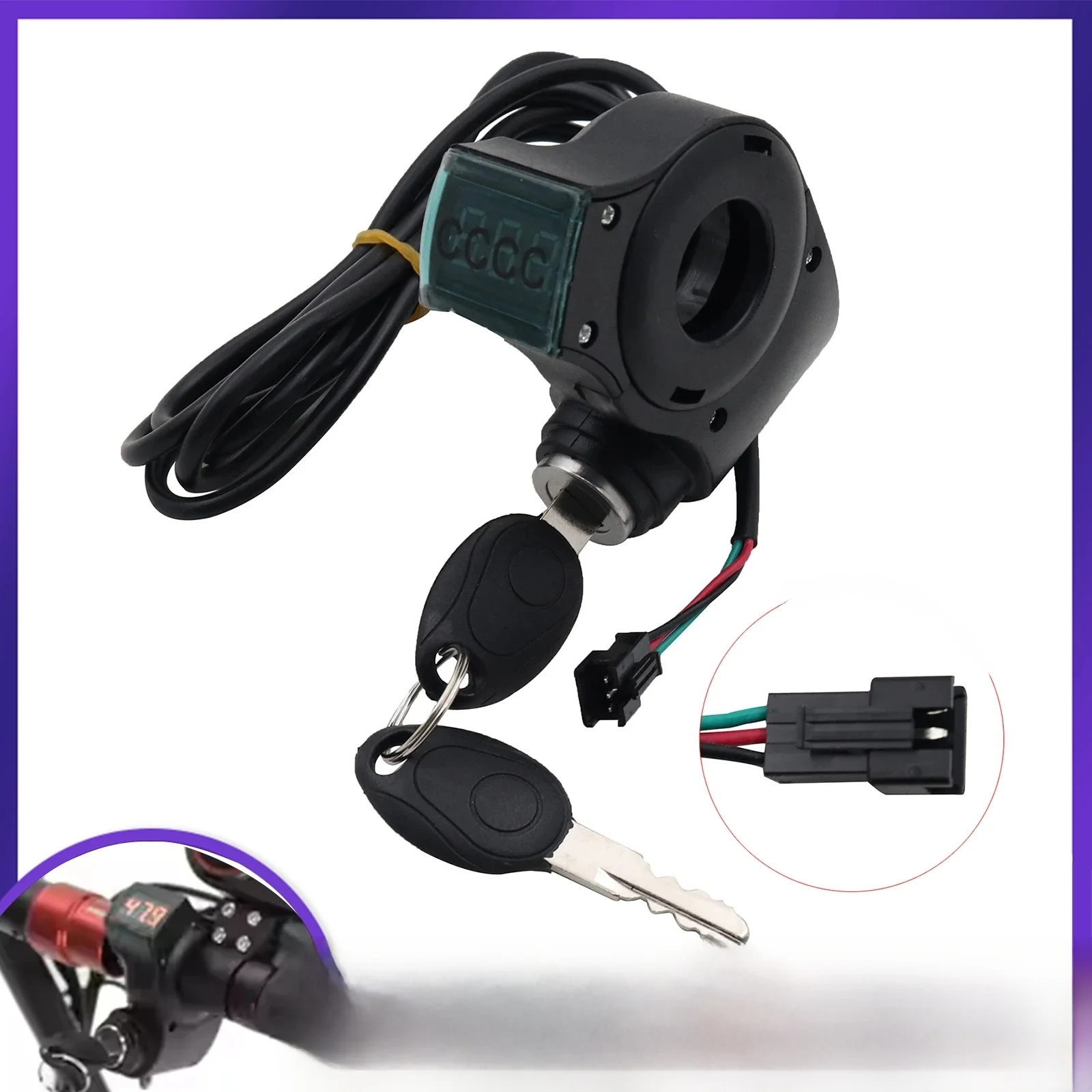 AliExpress NONE Digital Display Voltmeter with Lock Universal for ZERO X8/X9/X10/11X Electric Bike Scooter Ignition Key Power Key Lock Parts