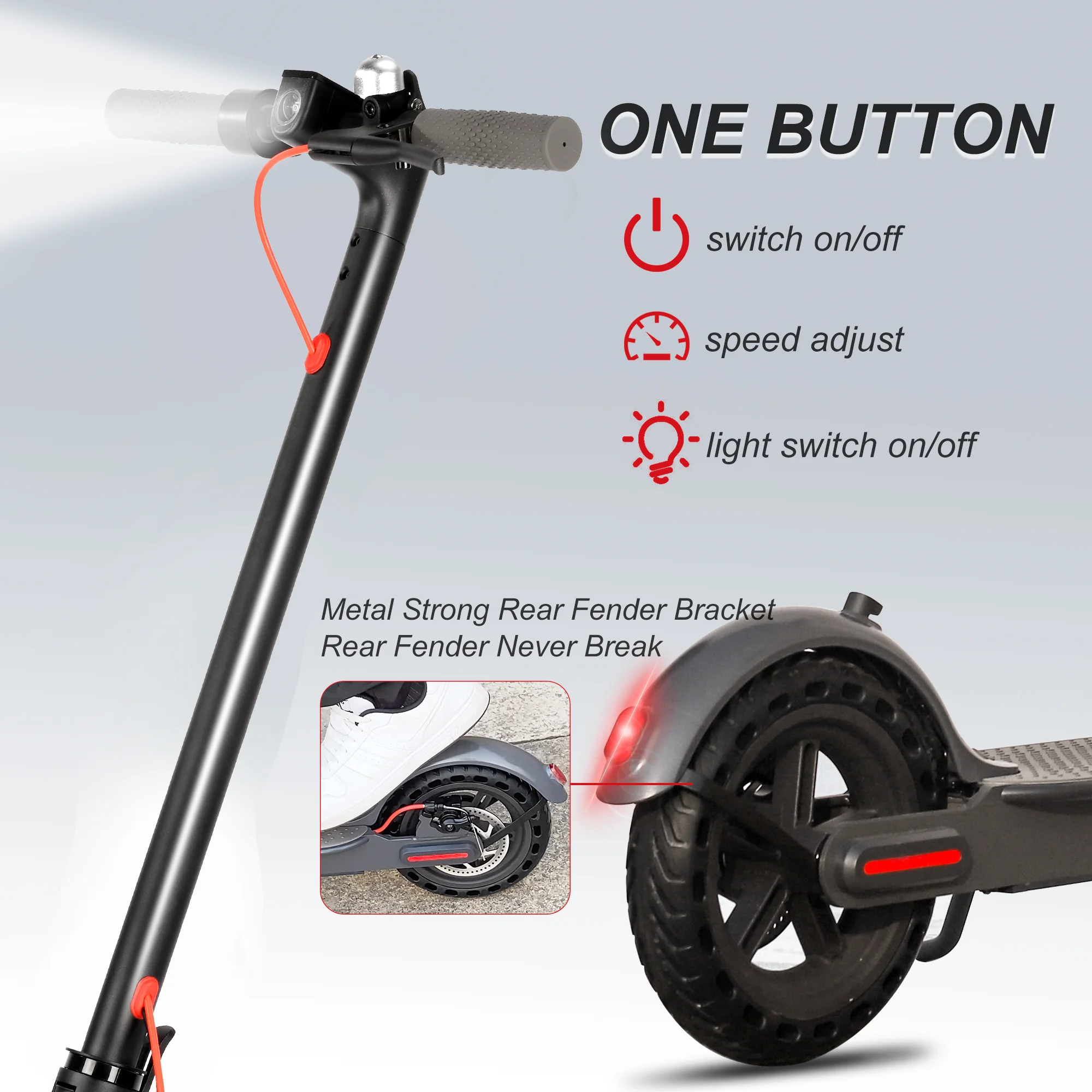 Elektroroller 350 W Motor 36 V 10,4 Ah 30 km Reichweite 8,5 Zoll Wabenreifen Elektro-Tretroller mit App 2026 Neujahrsgeschenke – Detail 9