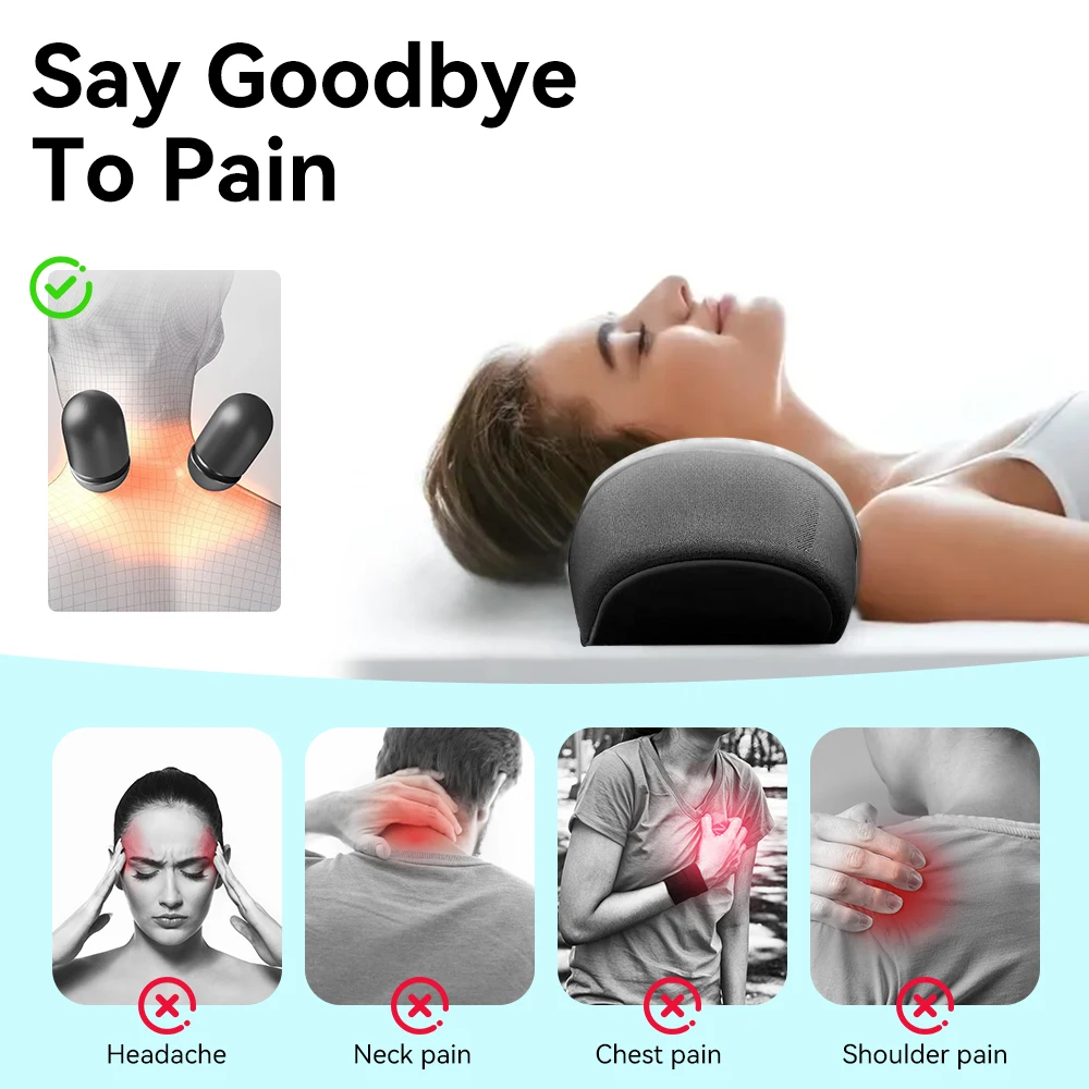 وسادة مريحة لدعم الرقبة من إسفنج الذاكرة وشحن USB مع جهاز استرخاء خلفي مريح للحرارة للاستخدام المنزلي والمكتب