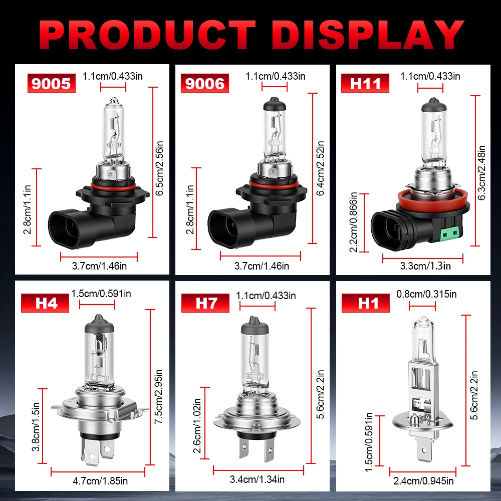 2PCS Car Halogen Headlight Bulbs 55W/60W 3000K H11  H1 LED Headlamp 1:1 Size Car Light Bulbs 9005 9006 H7 H4 Plug&Play
