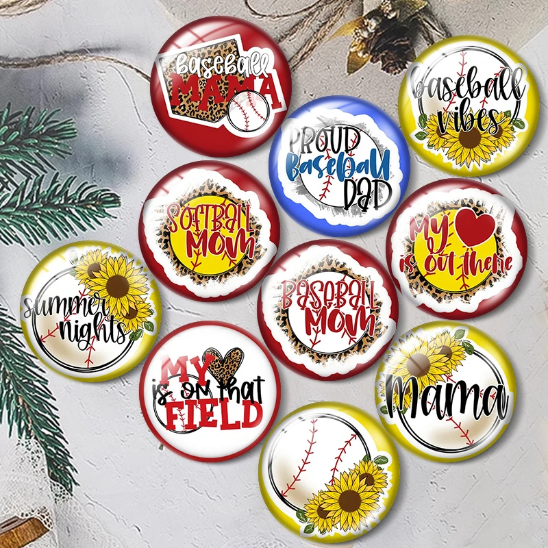 

SoftballBase ball 10pcs 12mm/16mm/18mm/25mm Round Photo Glass Cabochon Demo Flat Back Making findings