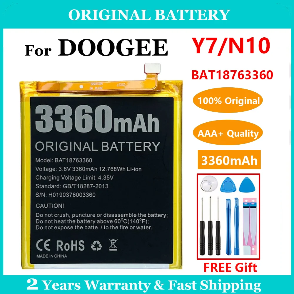 100% Genuine Original 3360mAh BAT18763360 Doogee N10 Battery For Doogee Y7 Doogee N10 Replacement Phone Batteria + Free Tool