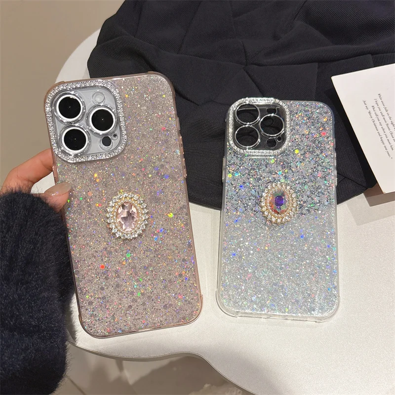 

Luxury 3D Flash Diamond Jewel case for iPhone 13 14 Pro 15 16 Pro Max Buling Buling Shockproof back cover for girls and women