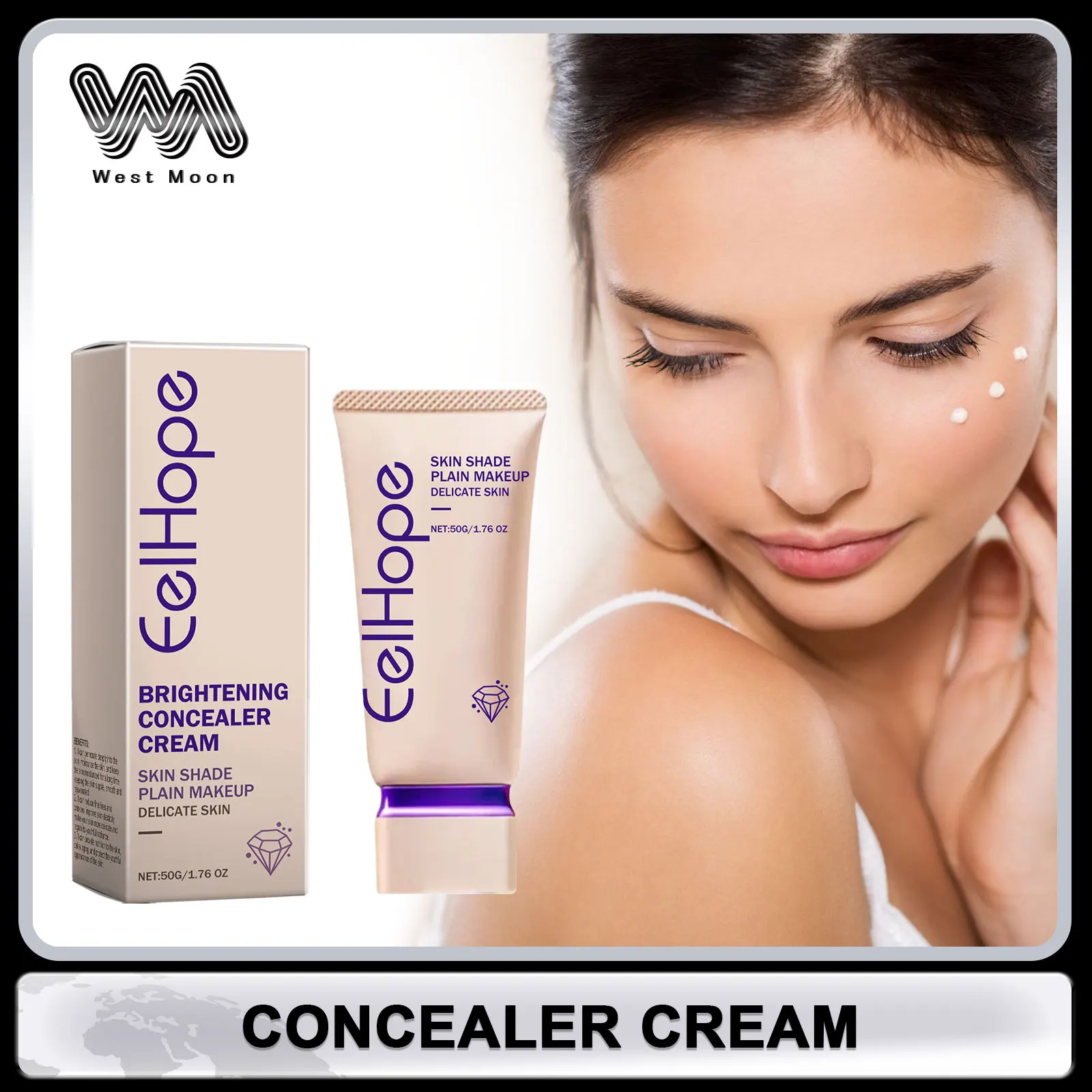 EELHOPE Concealer Cream Lasting Skin Brightening Even Skin Tone Anti Dark Circle Makeup Concealer High Coverage Foundation Cream