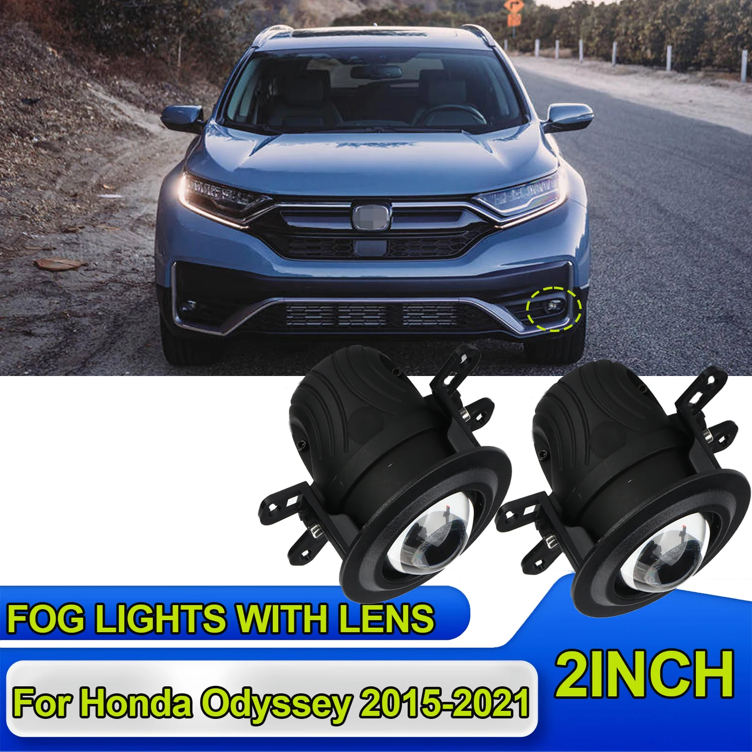 2inch Car Projector Lens Fog Light CSP Chip Yellow White Fog Lamps With Brackets 12V Bi Led Lens  For Honda Odyssey 2015-2021