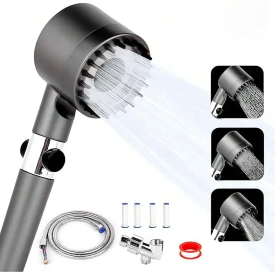 High Pressure Filtered Shower Head with Handheld, Massage Shower Head with Hose, Bracket&on off switch, Cotton Filters, 3 Spray Mode&Detachable Spray Gun Mode