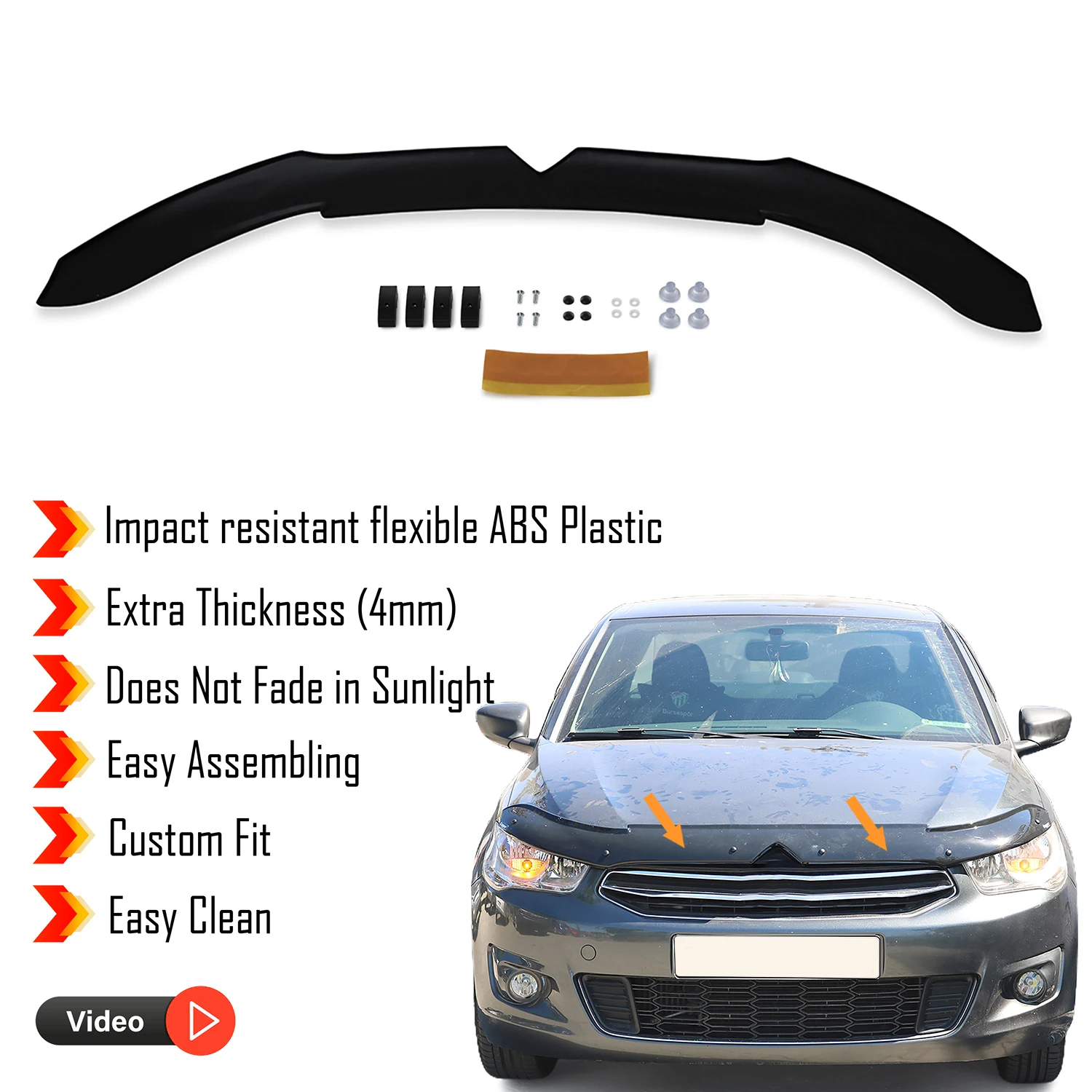 Hood Deflector Guard for Citroen C-Elysee (2013+) - (SD) Bug Shield Bonnet Protector / 4 mm thickness material