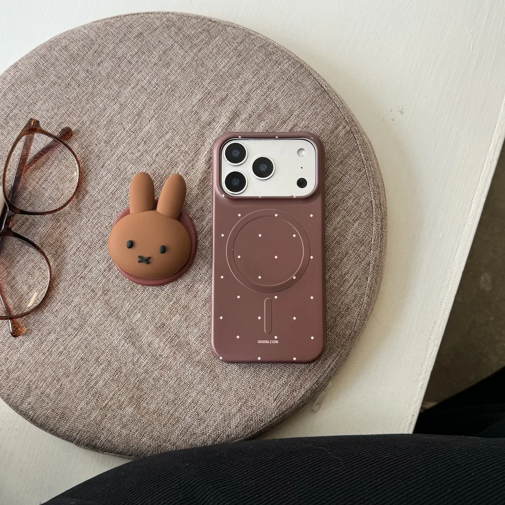 

Korea INS Simple Polka Dot Magnetic Phone case for iPhone 17 Pro 13 14 15 16 Pro Max 17 Fundas with Magsafe 3D Miffy Stand Cases