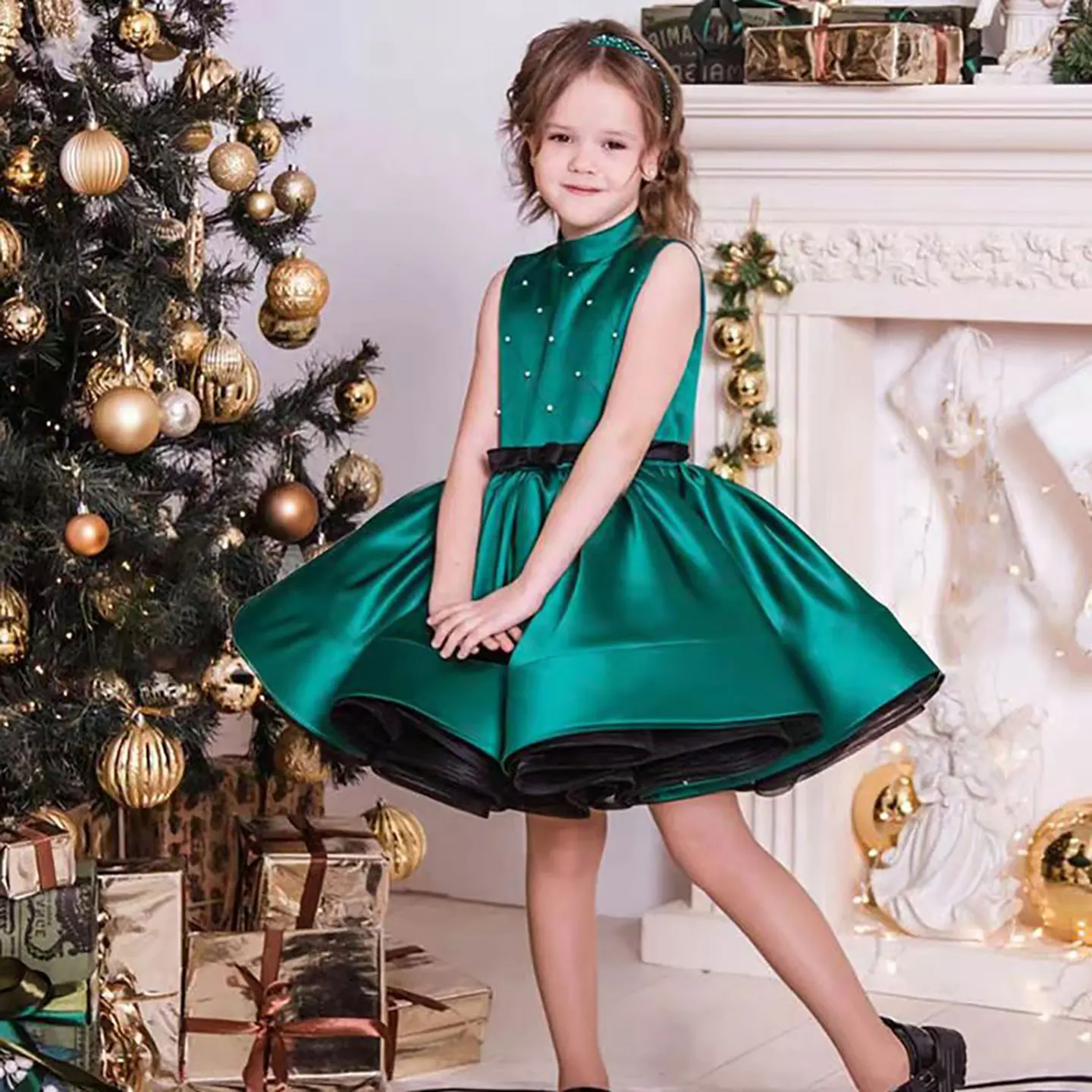 Dreamy Vow D057 Graceful Halter Sleeveless Satin Flower Girl Dress Wedding Birthday Party Holiday Celebration Short Ball Gown