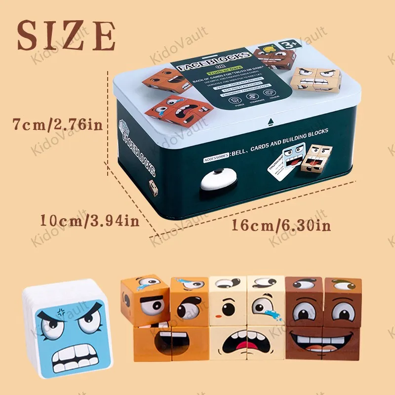 لعبة المكعبات الخشبية المتغيرة للوجه، لعبة ألغاز سطح الطاولة العائلية، تحدي بطاقة المطابقة، هدية حفلة ممتعة للأطفال #4