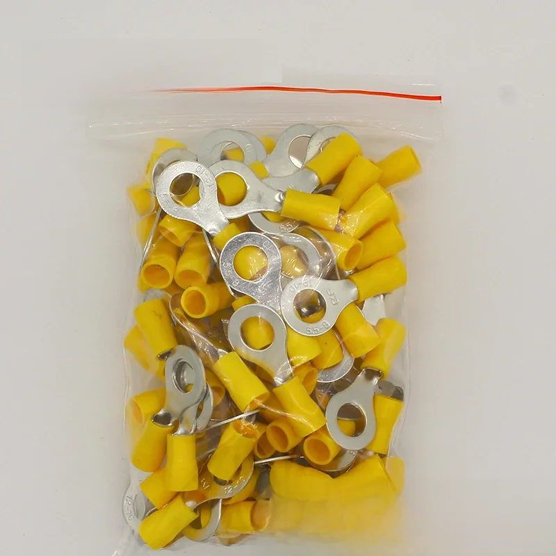 RV5.5-8 Żółty pierścień izolowany terminal garnitur 4-6mm2 Kabel Złącze przewodu Zaciskanie kabla Terminal 50 sztuk/paczka RV5-8 RV — zdjęcie 2