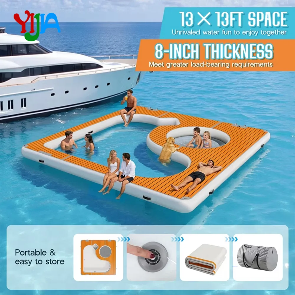 

13ft Drop Stitch EVA Inflatable Yacht Floating Swimming Pool Sea Ocean Beach Large Inflatable Floating Pool Platform for Yachts