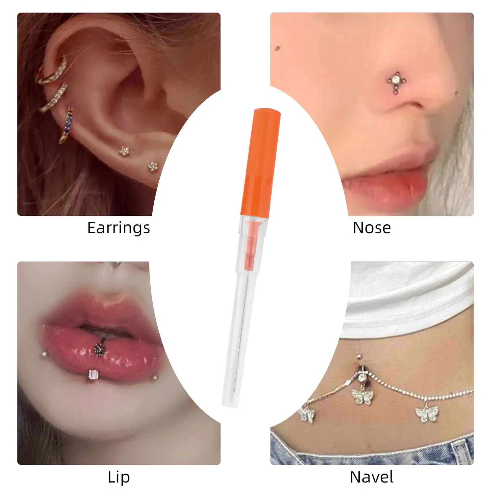 Piercing Needles with Tube for Nose Ear Body Piercings Stainless Steel Catheter Piercing Needles Tattoo Piercings Tool