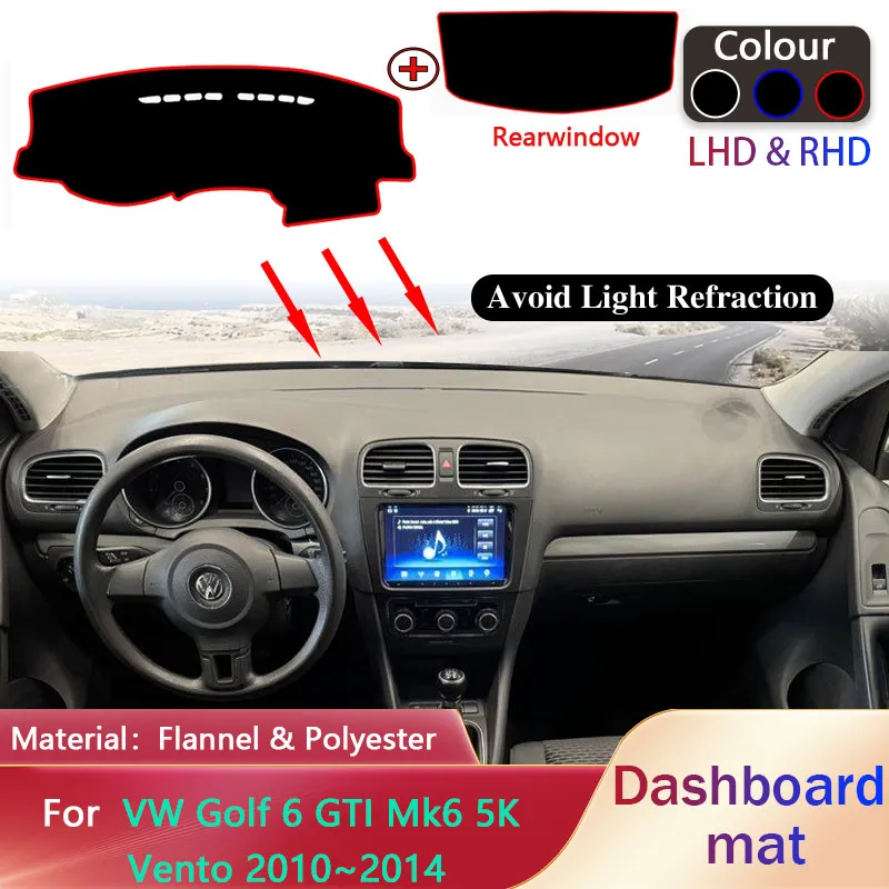 

Car Dashboard Pad for Volkswagen VW Golf 6 GTI Mk6 5K Vento 2010~2014 Liner Mat Sunshade Dashmat Carpet Rug Cover Accessories