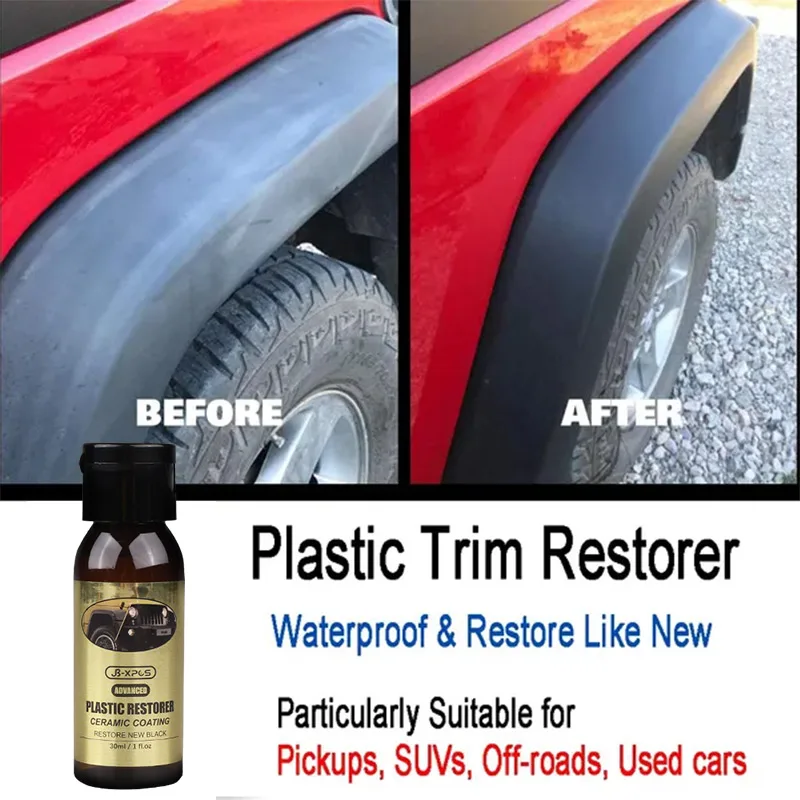 Plástico restorer carro couro de longa duração protege anti-envelhecimento super brilho exterior plástico de volta para preto gloss cuidados com o carro