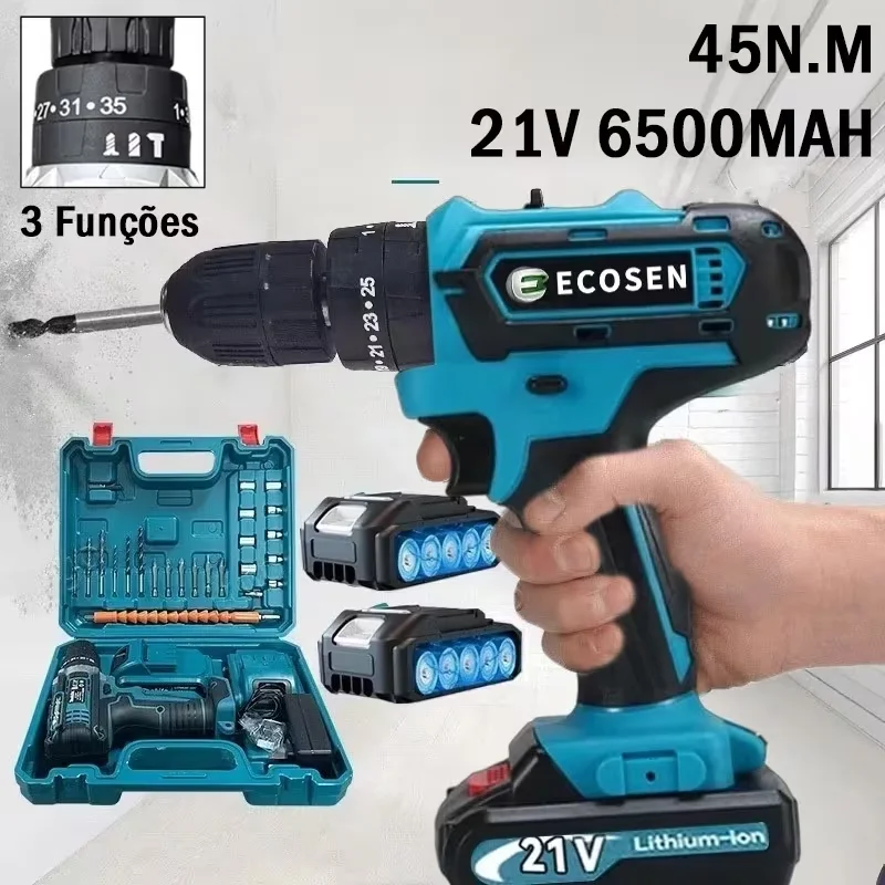 مثقاب لولبي 3/8 بوصة بطارية 21 فولت مع حقيبة وملحقاتها/مثقاب كهربائي ممتاز #1