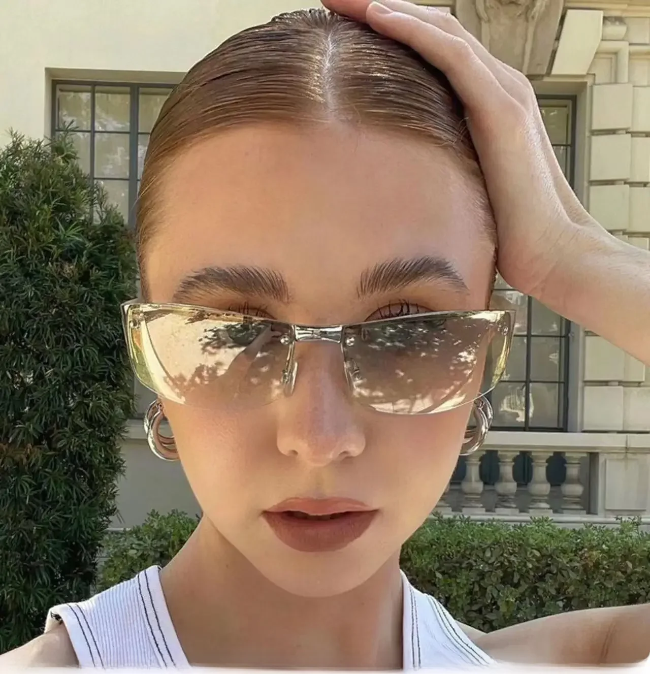 Neue Y2K Sport Punk Sonnenbrille Frauen Marke Designer Platz Randlose Diamanten Goggle Brillen