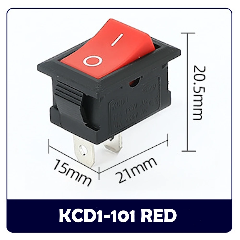 KCD1-101 interruttore a bilanciere ON-OFF 2 pin SPST contatto in rame 15*21mm 6A 250VAC /10A 125VAC