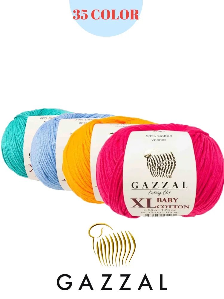 Gazzal Baby Cotton XL Hand Knitting Yarn, 50 Grams 150 Meters - Thread - Crochet - Cardigan - Blouse - Quality - Beret-Hobby-