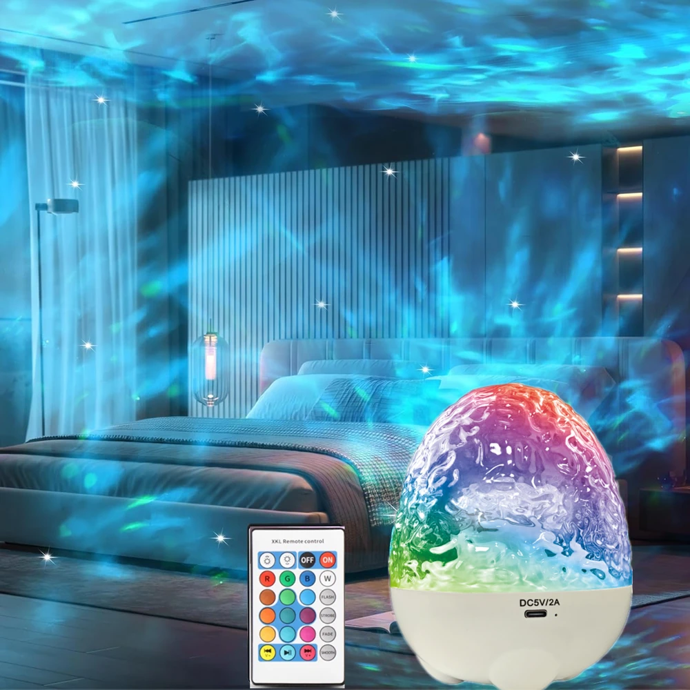 

Светодиодный ночник с водной рябью, перезаряжаемый сенсорный светильник с Bluetooth, настольная лампа для спальни и гостиной, детский подарок, украшения