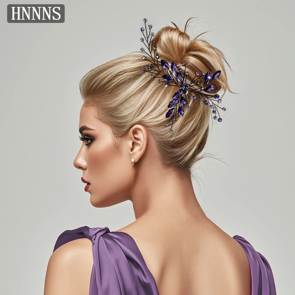 

HNNNS Chinese Hair Hairpin Purple Rhinestone Hair Clip Wedding Bride Headdress Hair Accessories For Woman A228