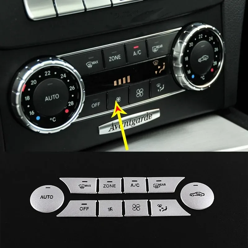 

For Mercedes Benz C Class ML W204 GLK X204 2011-13 Aluminum Alloy Car Air Conditioner Switch Button Trim Sticker Car Accessories