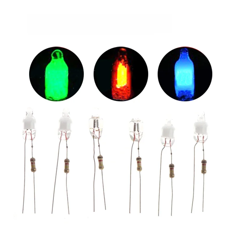 10 pièces indicateur néon vert rouge bleu signes 6mm lampe au néon lueur 2 fil de cuivre 6X13mm ampoules indicateurs au néon