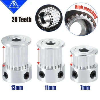 Mellow 3D Printer GT2 Open Timing Belt Pulley 20 teeth Bore 5mm for Width 6mm/9mm/10mm/12mm GT2 synchronous belt 2GT 20teeth 20T